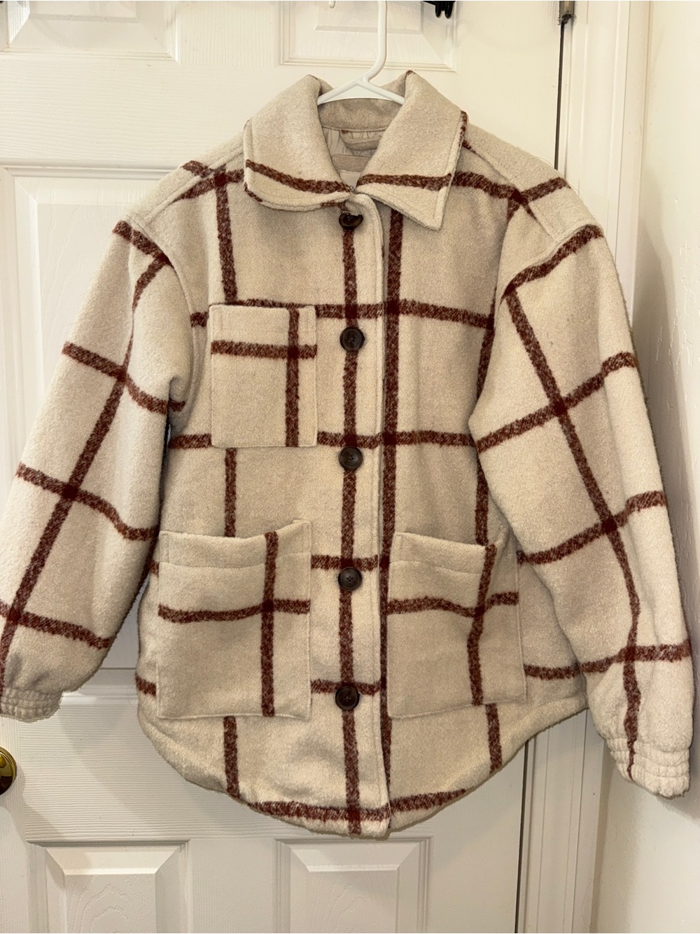 Cream Plaid Jacket